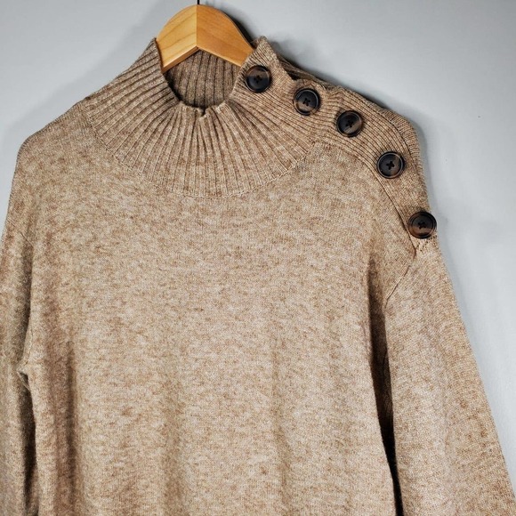 Anthropologie Margarita Sweater Tunic Side Button Pullover Sweater Tan Size XS - Picture 2 of 12